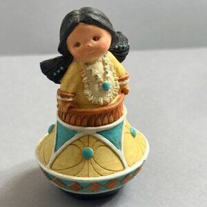 Vintage Friends of Feather Enesco Native Figurine Karen Hahn Pottery Pigtails